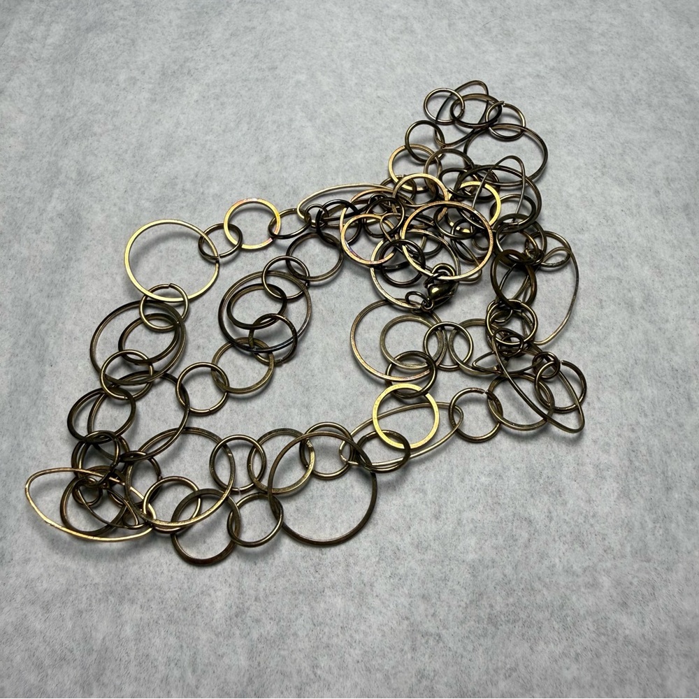 Gold Interlocking Circle Link 36” Long Necklace - image 8